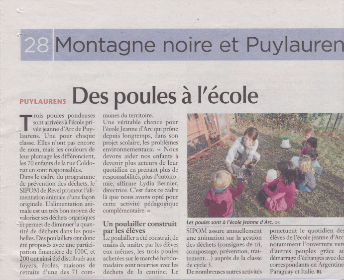 PUYLAURENS Des poules à L’école