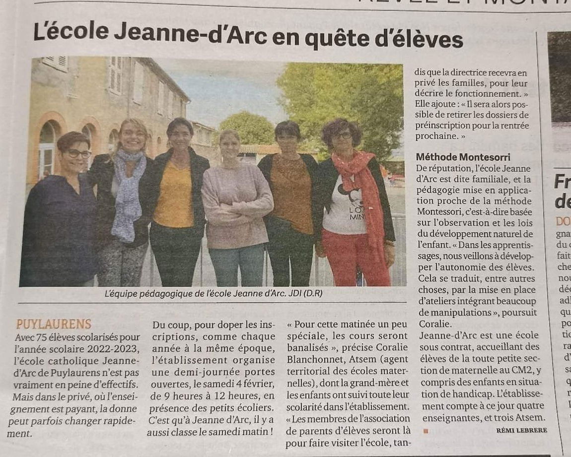 L'école Jeanne d'Arc en quête d'élèves