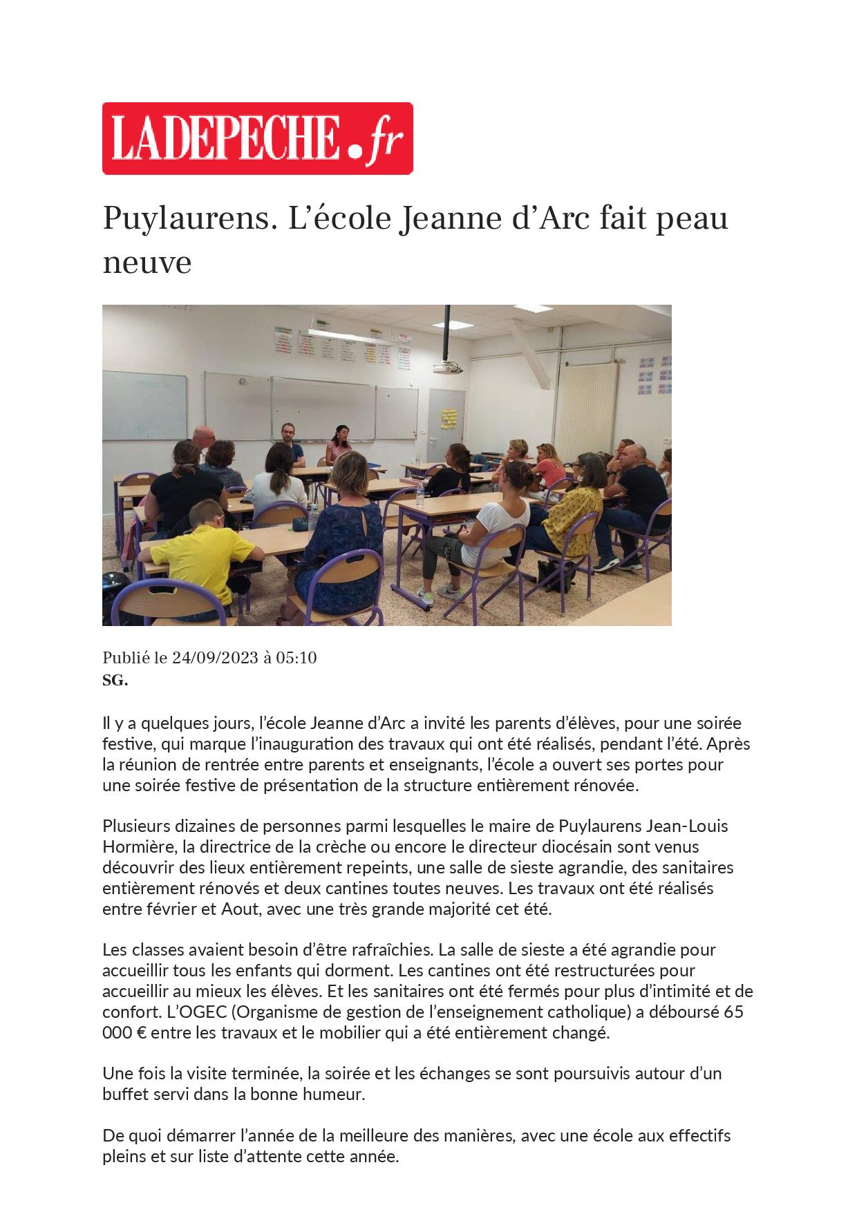 Puylaurens. L’école Jeanne d’Arc fait peau neuve