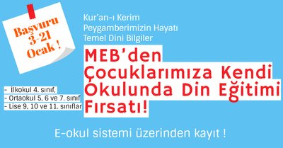 MEB’den Çocuklarımıza Kendi Okulunda Din Eğitimi Fırsatı!