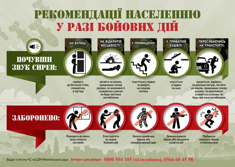 Рекомендації у разі бойових дій