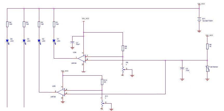 Circuit diagram for calibration of fuel tank sensor