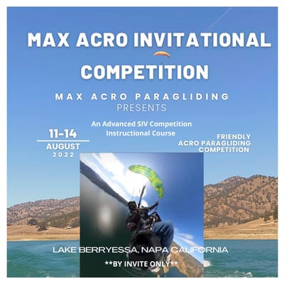 Max Acro Invitational Competition to be hosted in Northern California by Max Acro Paragliding