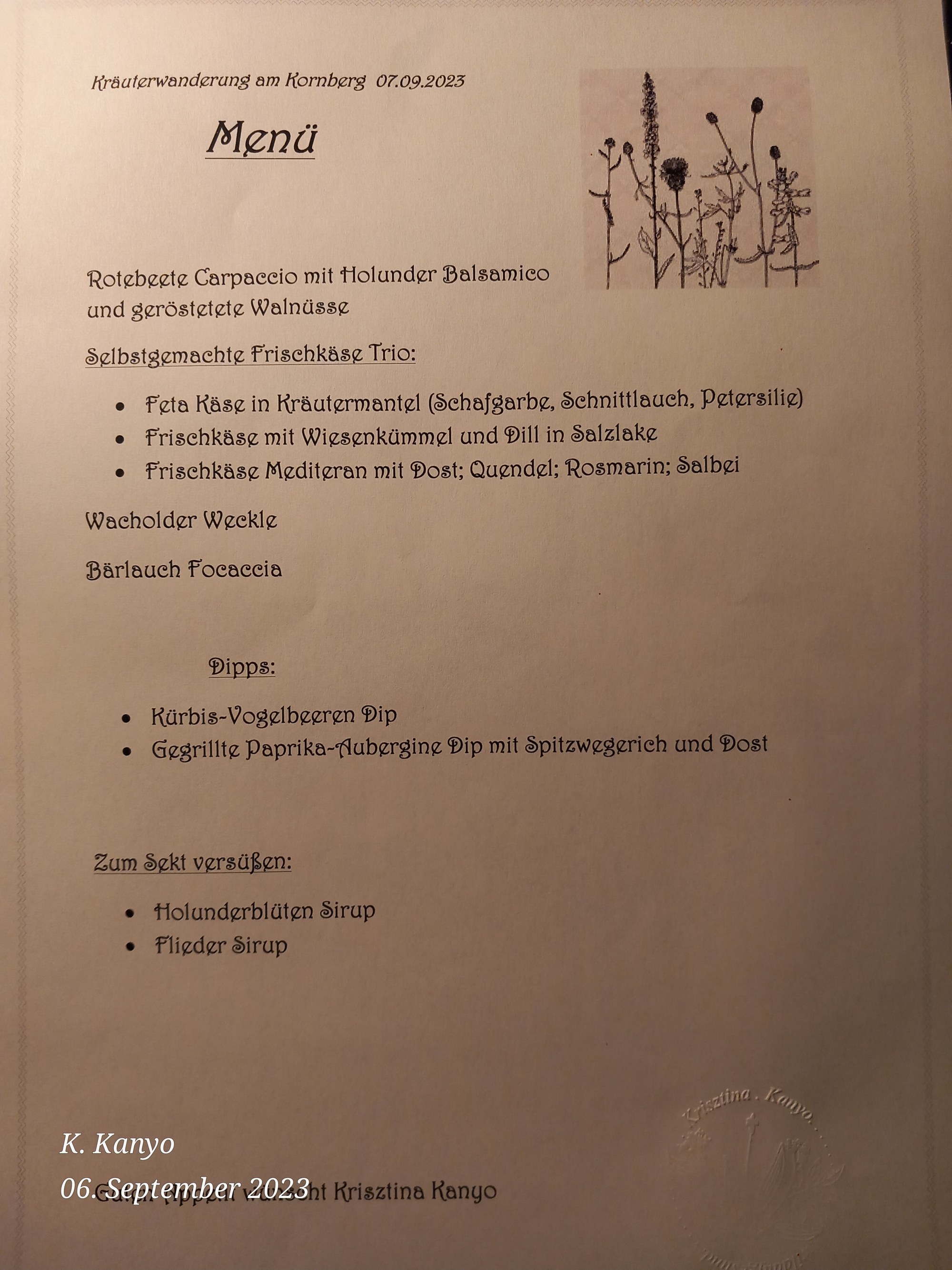 07.09.23 Geburtstagsfeier mit Wildkräuterführung auf den Kornberg