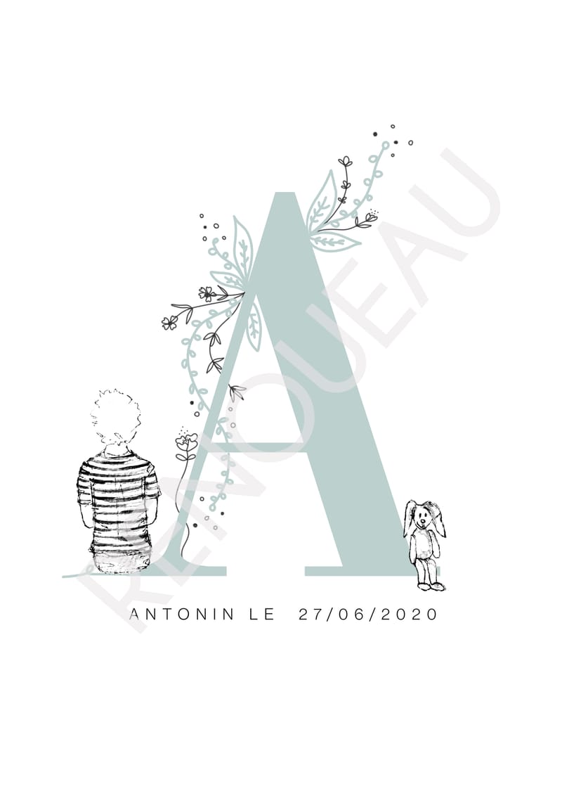 Affiche Naissance "Lettrine"