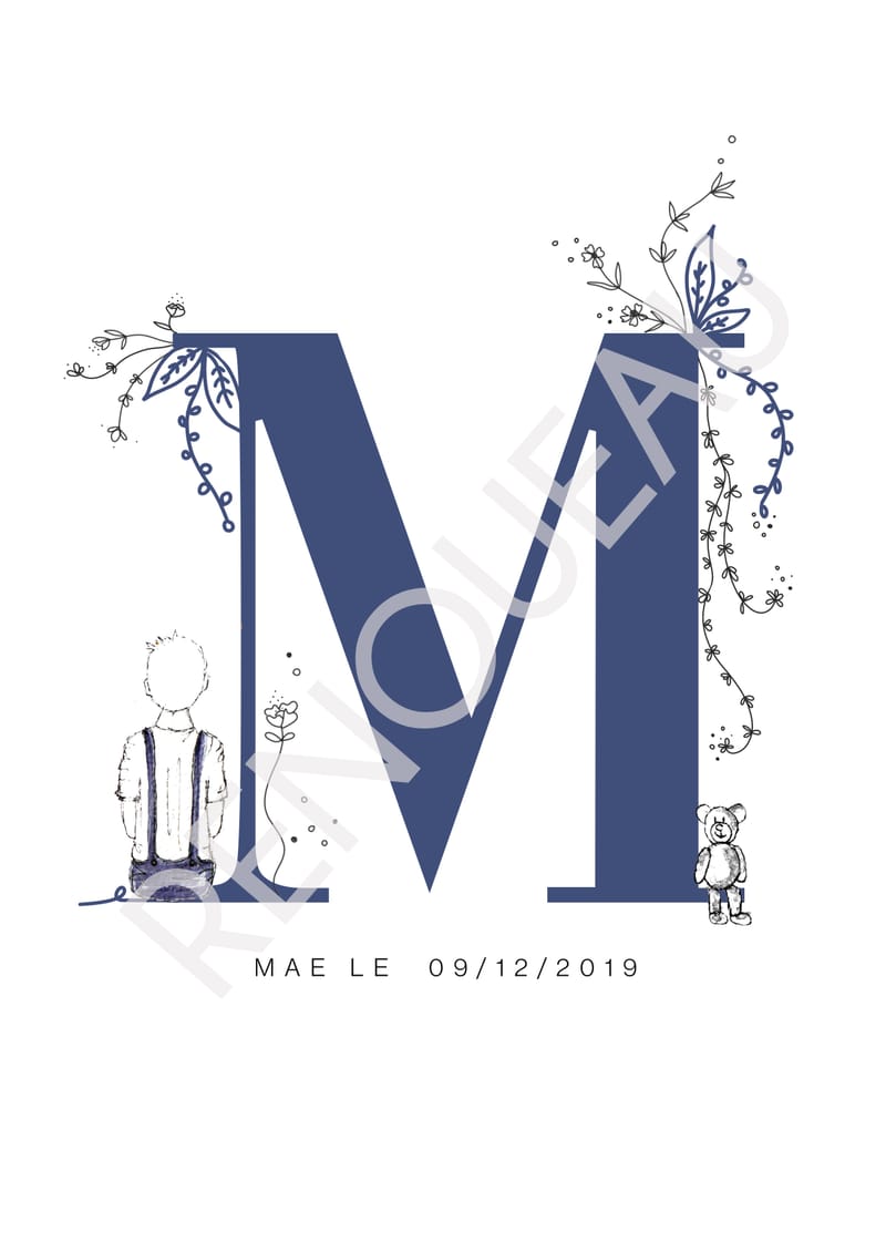 Affiche Naissance "Lettrine"
