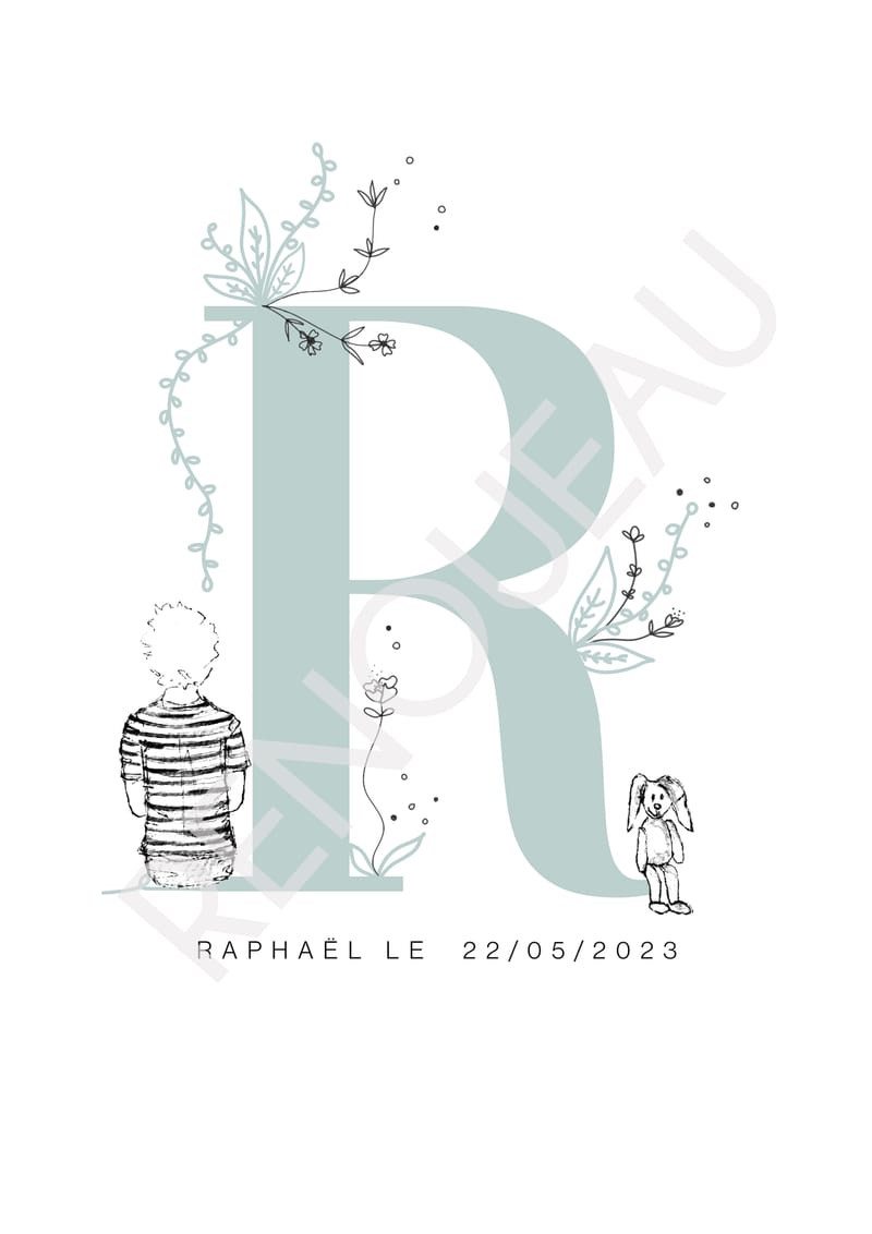 Affiche Naissance "Lettrine"