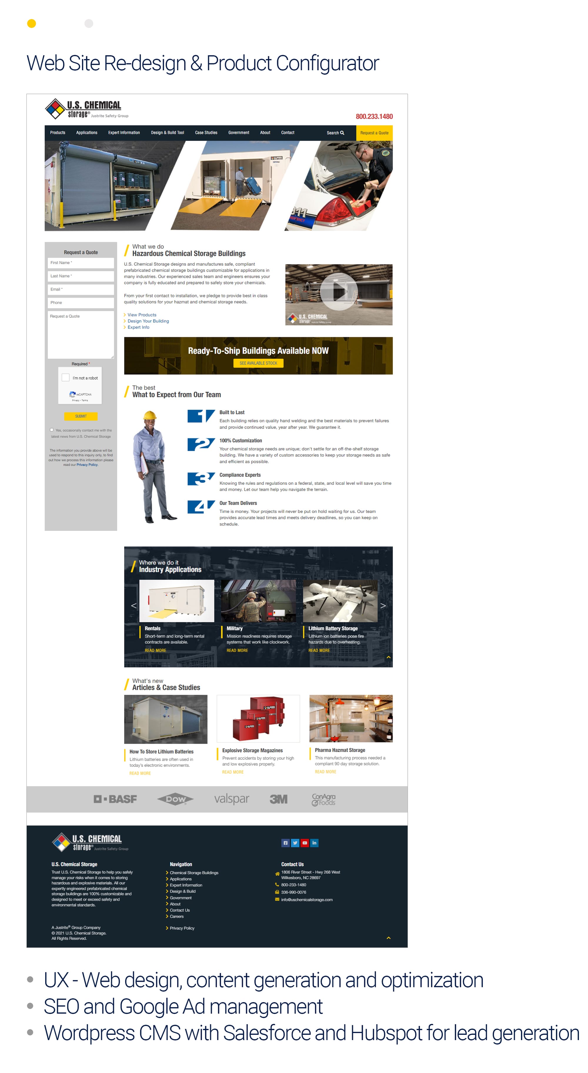 US Chemical Storage Site Re-design and Product Configurator