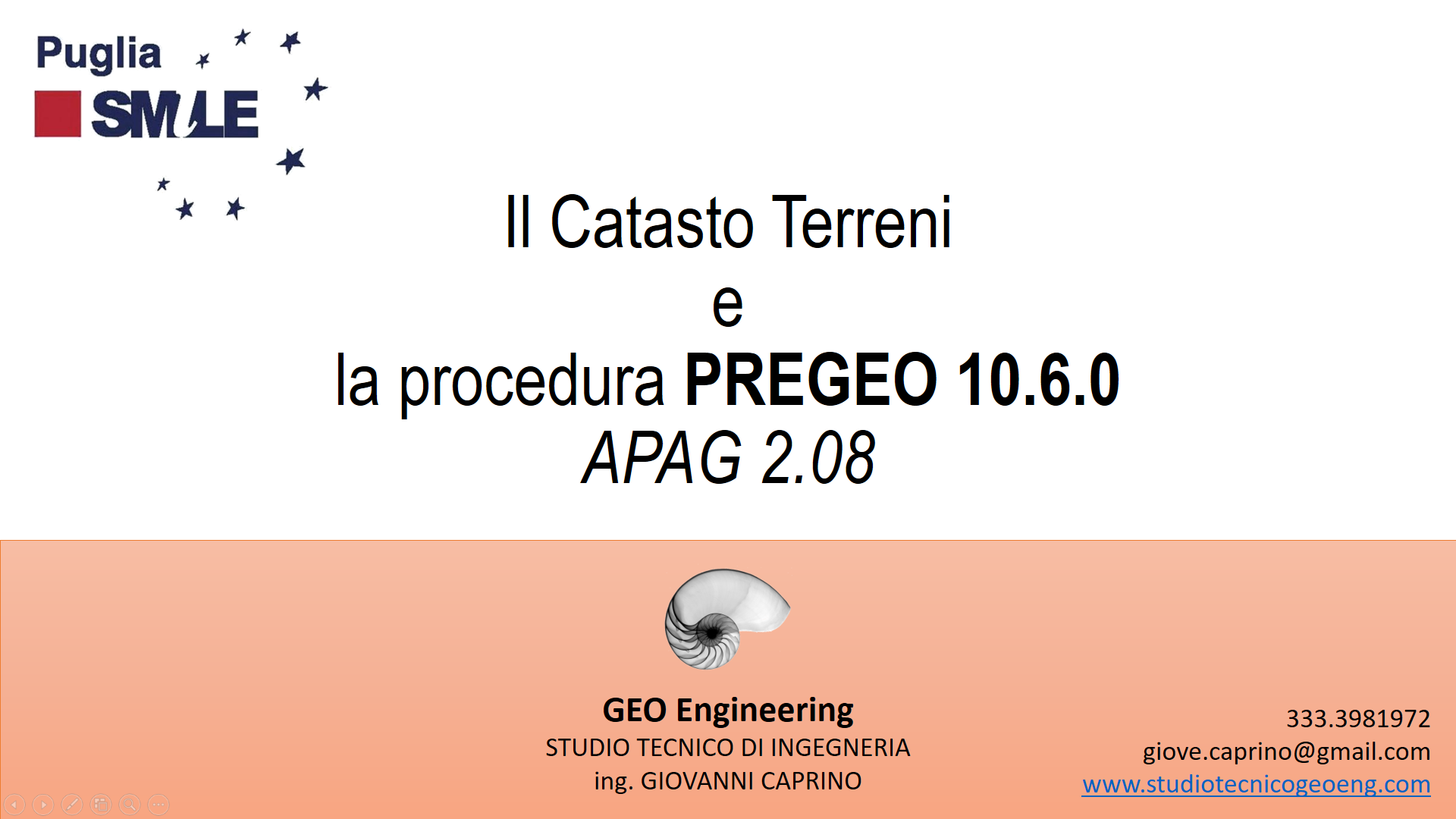 Corso di formazione livello intermedio sulle procedure di rilievo e utilizzo PREGEO - (INFRATARAS SpA - SmilePuglia)