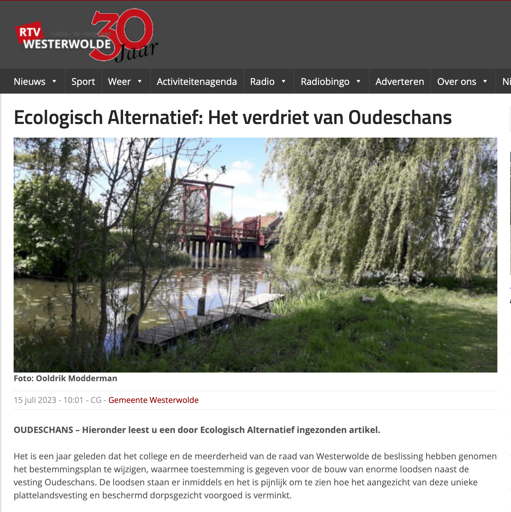 'Het verdriet van Oudeschans' RTV Westerwolde 15 juli 2023