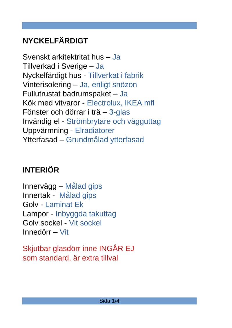 Vad som ingår i grundpriset