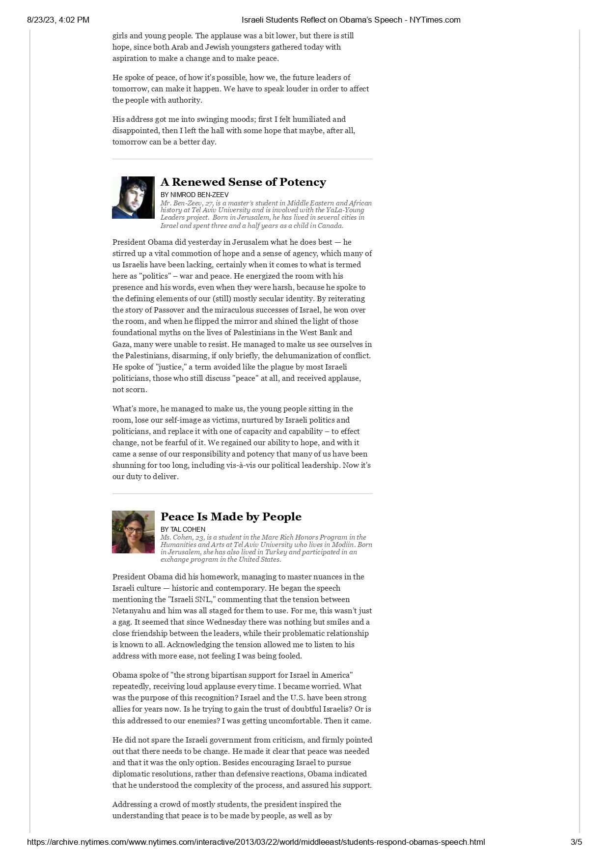 פרסום של עורך דין רון פיין, בעיתון הניו יורק טיימס