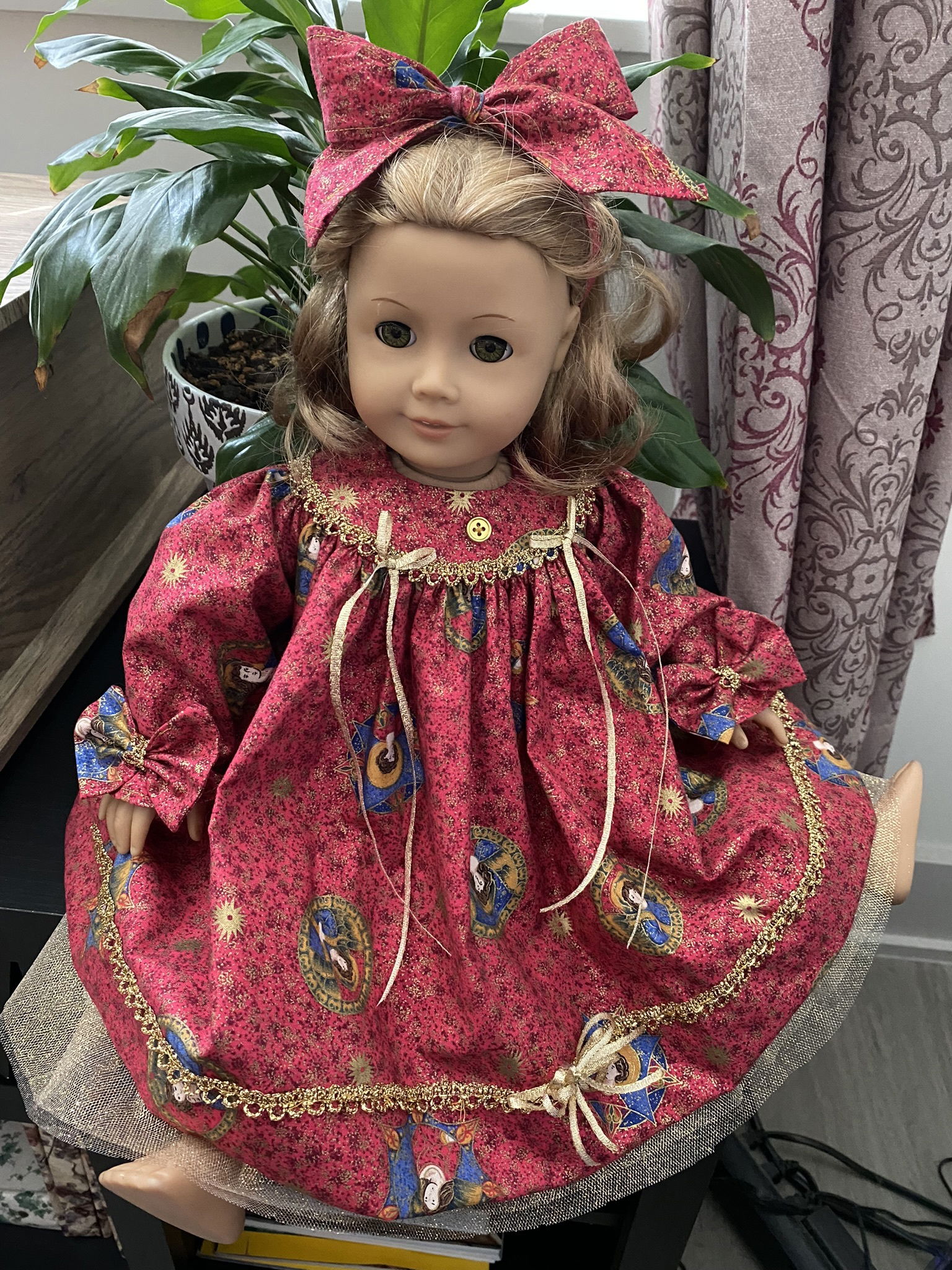 Burgandy and Gold Christmas Dress