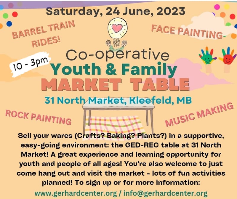 Co-operative Youth and Family Market Table!