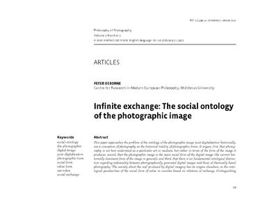 Critical thinking about <Infinite exchange The social ontology of the photographic image>