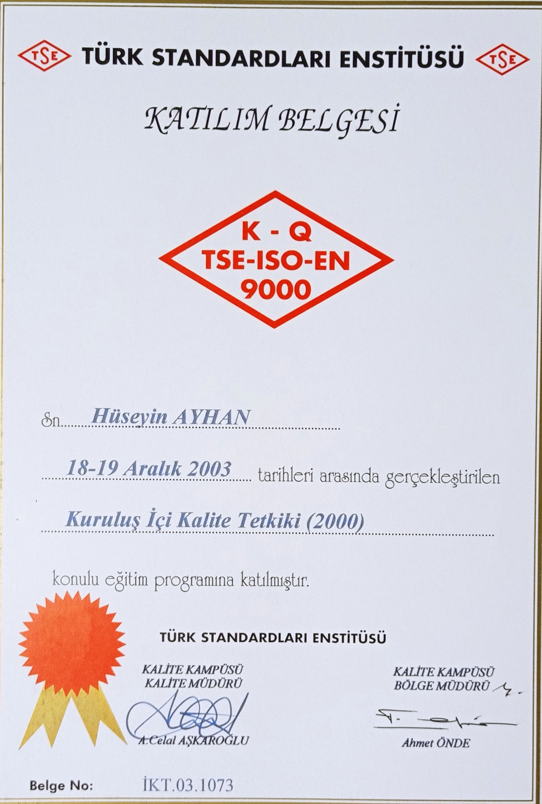 Kalite TSE 2000 Belgeler