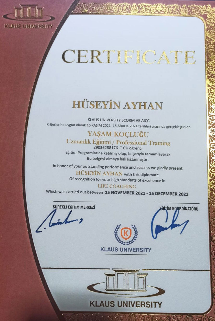 YAŞAM KOÇLUĞU SERTİFİKASI