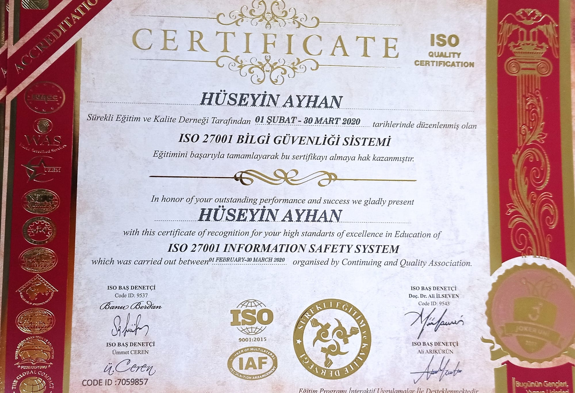 ISO 27001 bilgi güvenliği