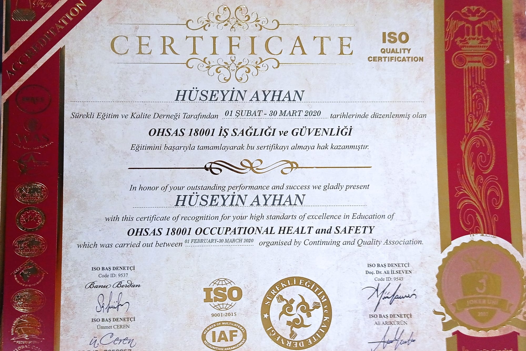 Ohsas18001 iş sağlığı ve güvenliği