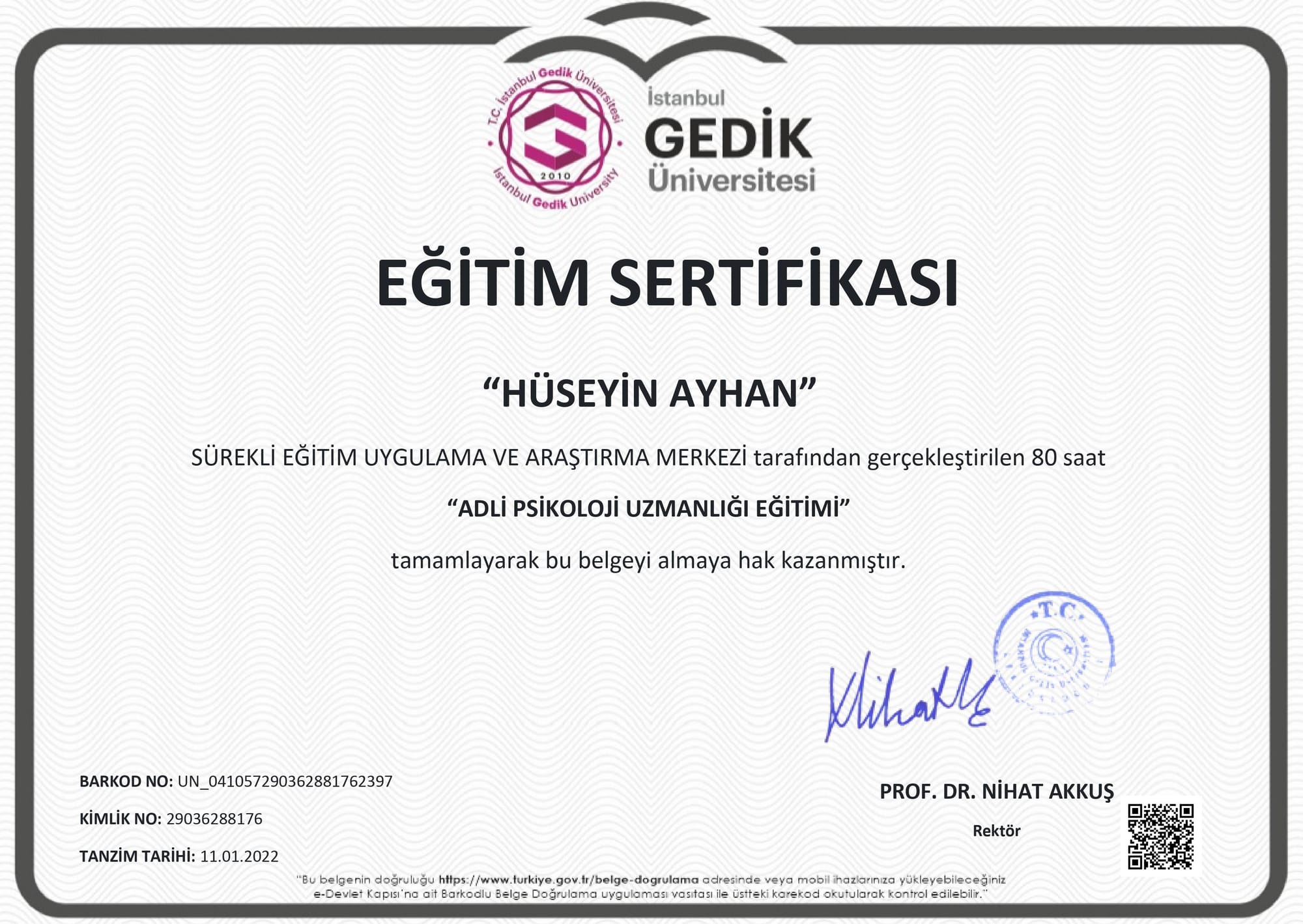 ADLİ PSİKOLOJİ UZMANLIĞI