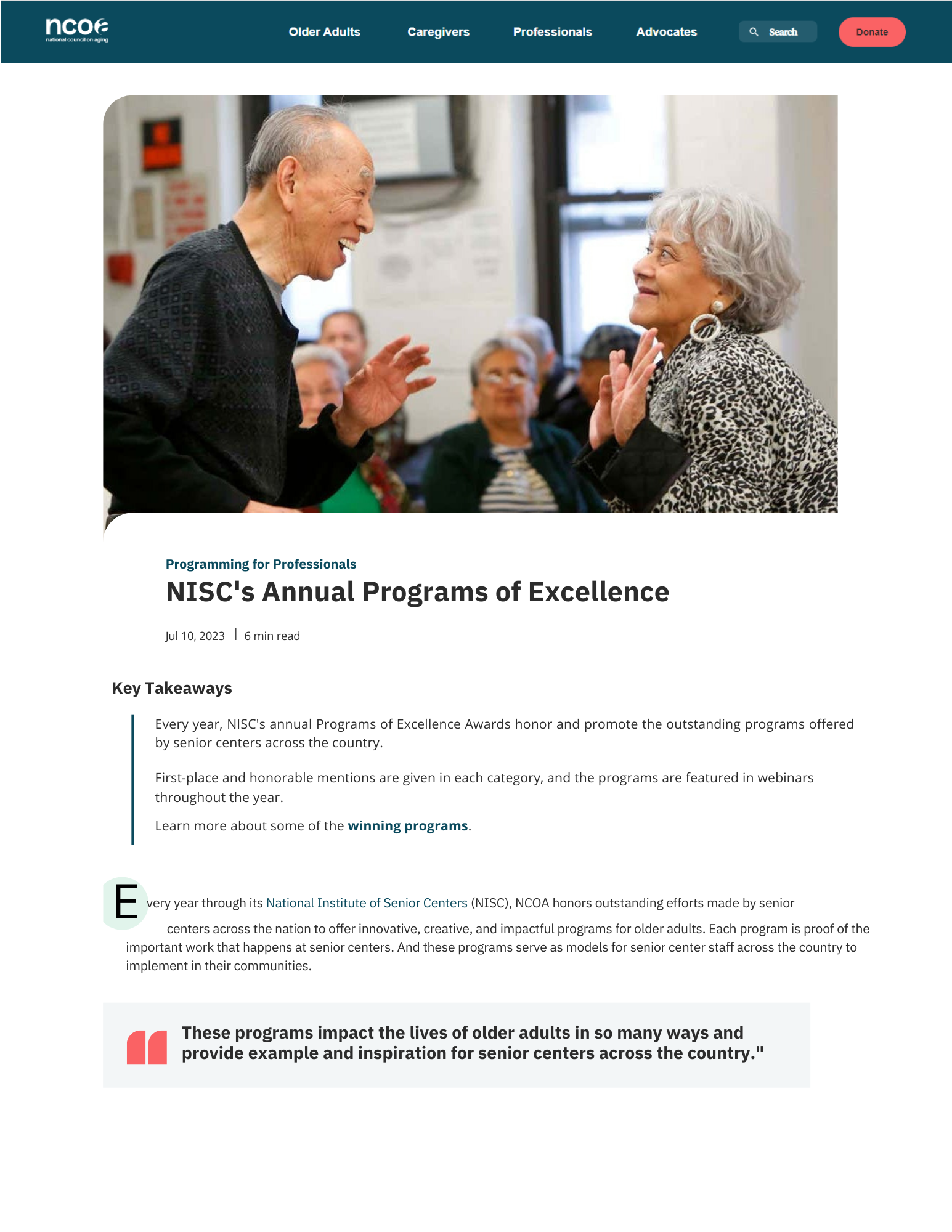 NISC's Annual Programs of Excellence Awards