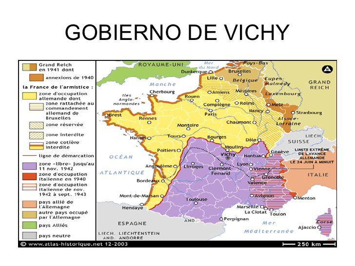 18. Mapa de Francia durante la II Guerra Mundial.