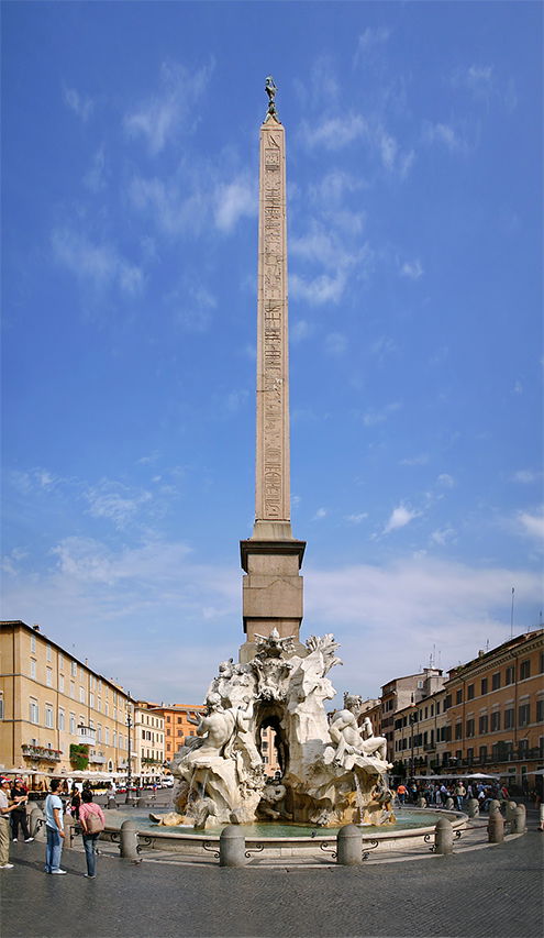 13. La fuente de los cuatro ríos, plaza Navona, Roma, 1651.