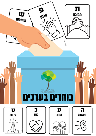 בחירות תשפ"ג
"בוחרים בערכים"
הכנתי למחר פעילות נחמדה עם פרגוד וקלפי שנראים אמיתי ממש!!
לפני כן כמובן אני אסביר לילדים את משמעות יום הבוחר.
בהצלחה,
שרה יעל
קישור לפעילות באהבה!
בחינם!