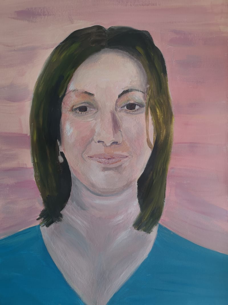 Portrait de modèle humain réalisé à la gouache