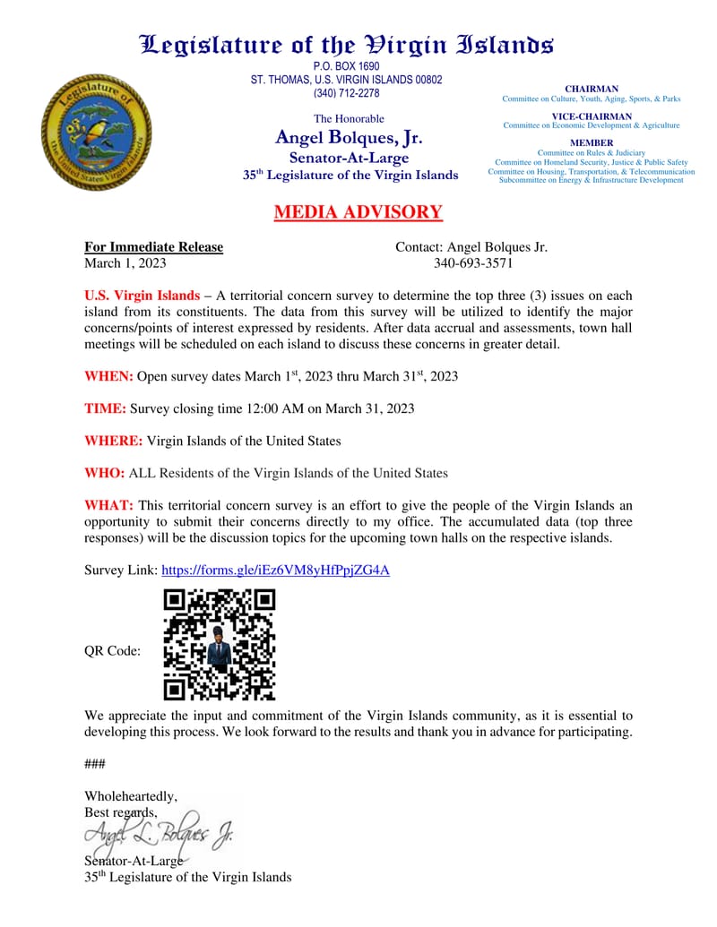 Notice of Territorial Concern Survey