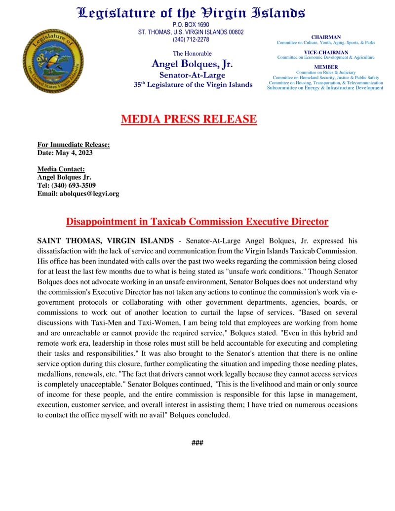 Disappointment in Taxicab Commission Executive Director