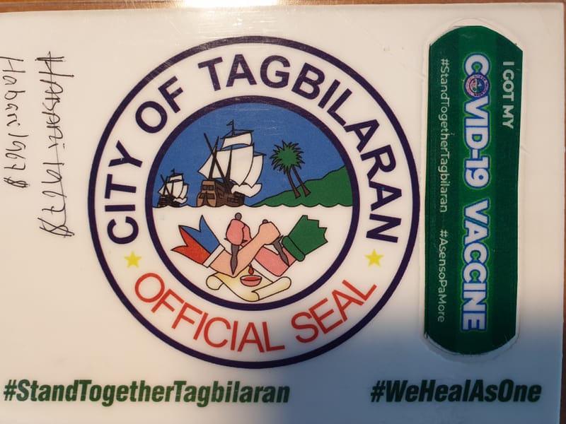 Astrazeneca Vaccine first dose, Bohol, Philippines. 19 June 2021