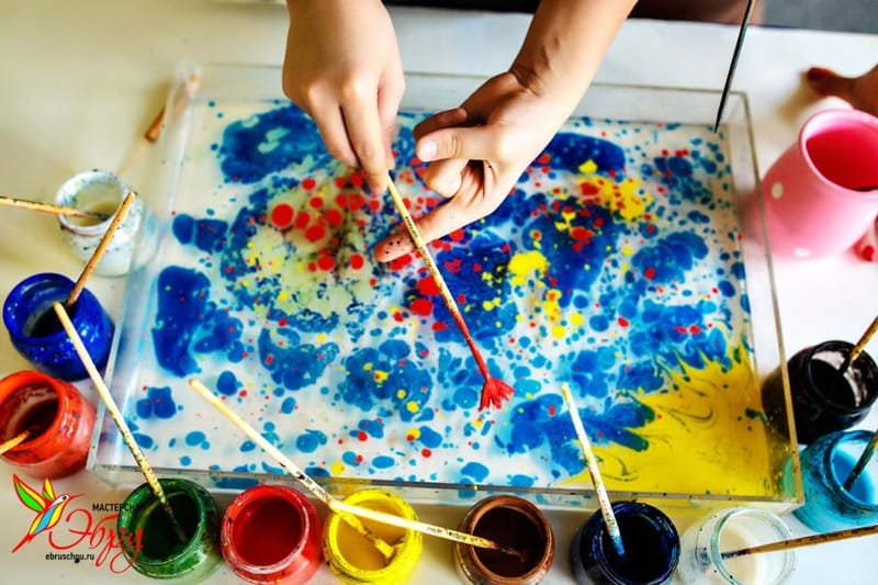 EBRU. Water Marbling Scarfs