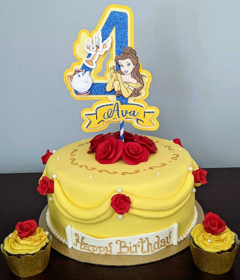 Beauty and The Beast Cake with Cupcakes