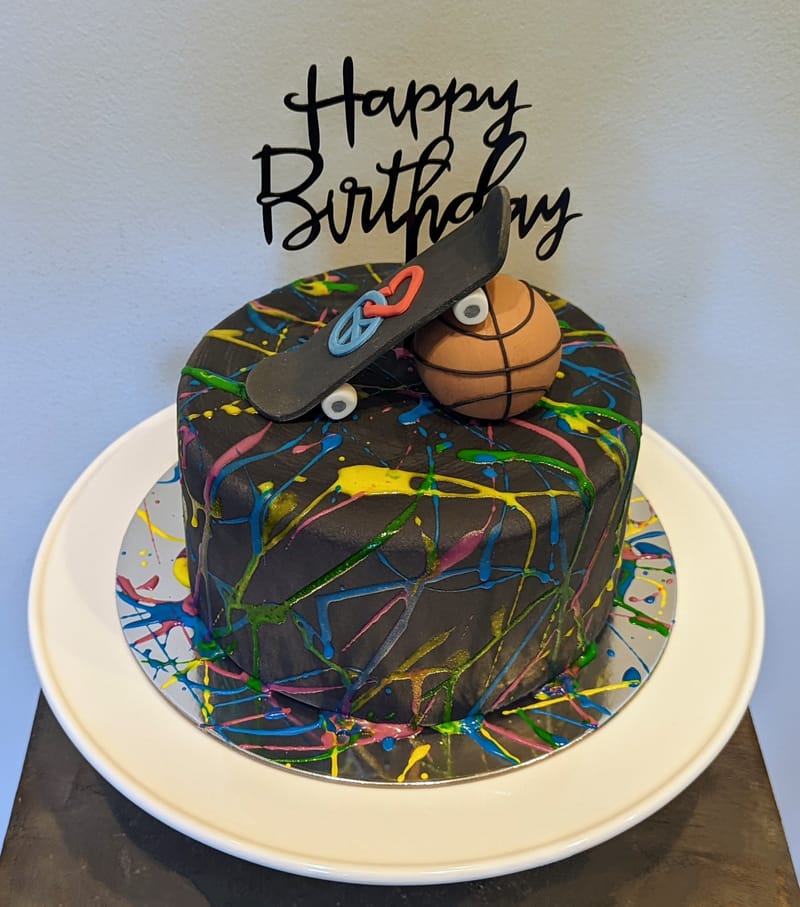 Skateboard and Basketball Cake