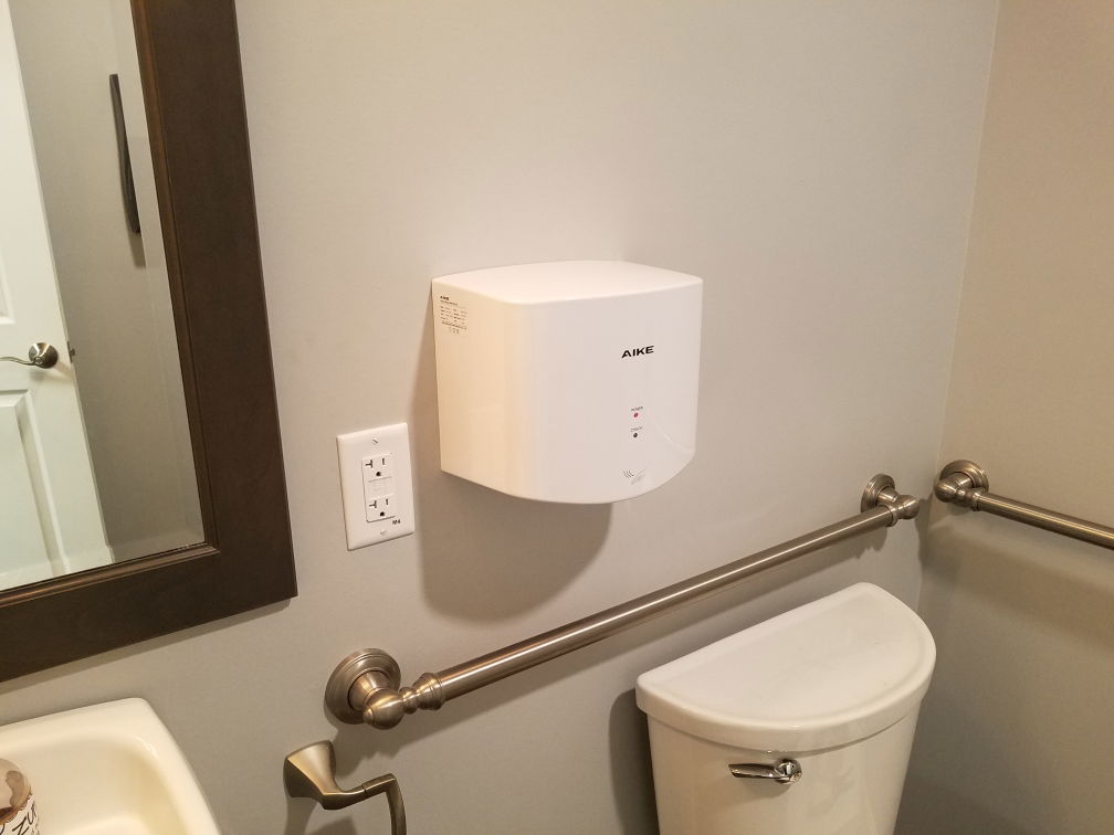 Air hand dryer installation and wiring