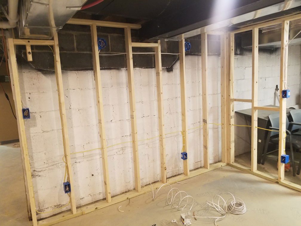 Electrical installed to new hallway framing