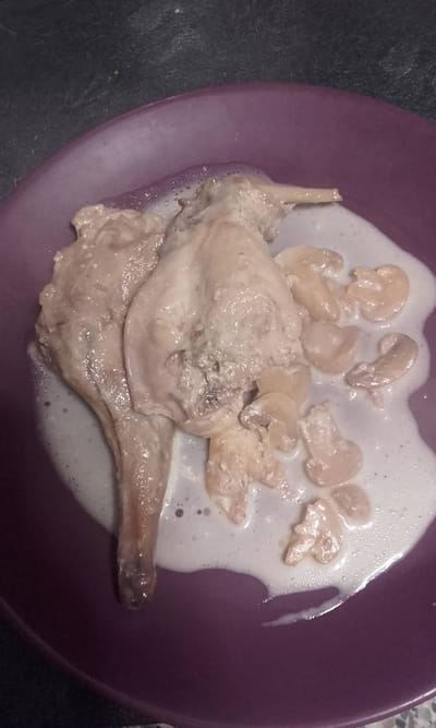 Lapin à la crème et champignon