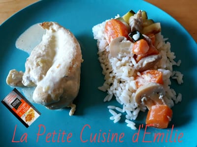 Filet de poulet, petit légume, sauce coco/curry