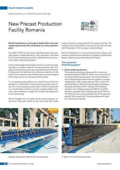 Furnizare nouă de echipamente marca Bianchi Casserfome Italia prin intermediul GABOR CONCRETE SRL în Romania (pag. 164-166)