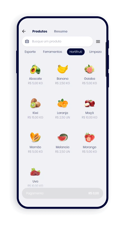 Busca inteligente, escolha o produto, o pagamento e pronto.