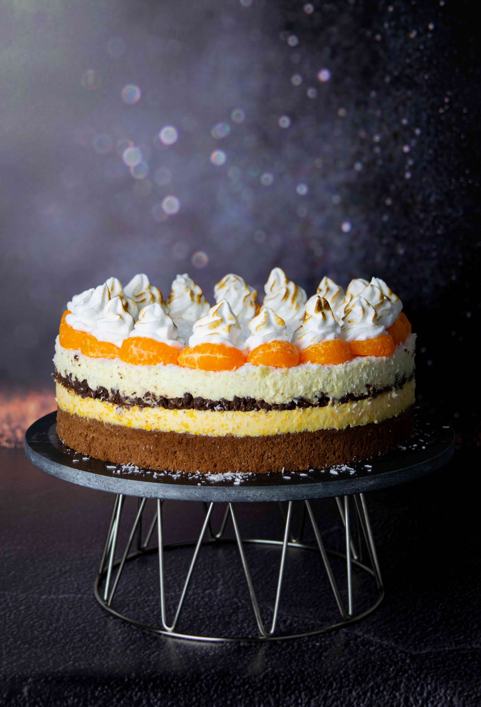 Kakaós mandarin torta gyömbéres-kókuszos főzött krémmel