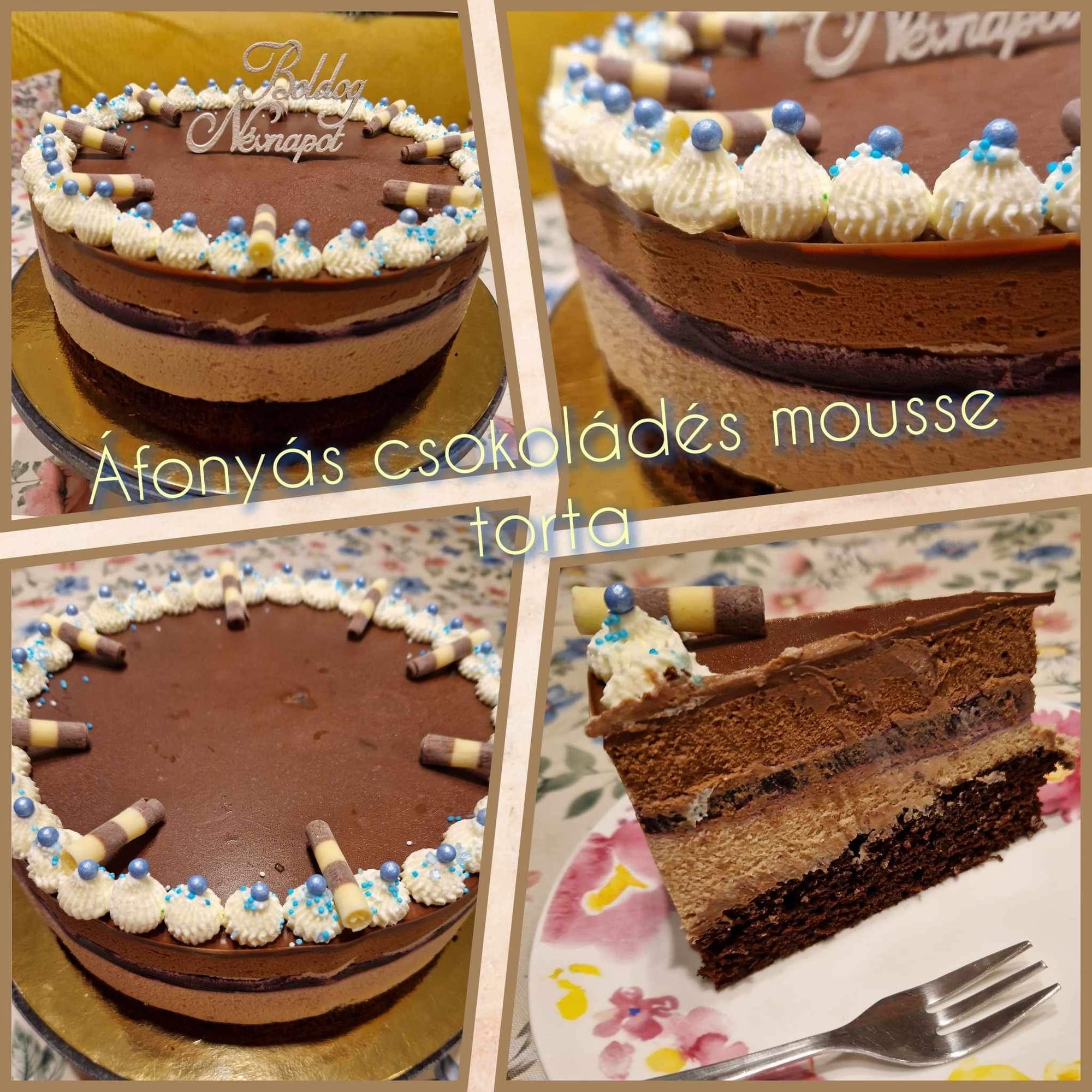 Áfonyás csokoládé mousse torta