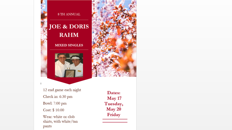 Joe & Doris Rahm Mixed Singles