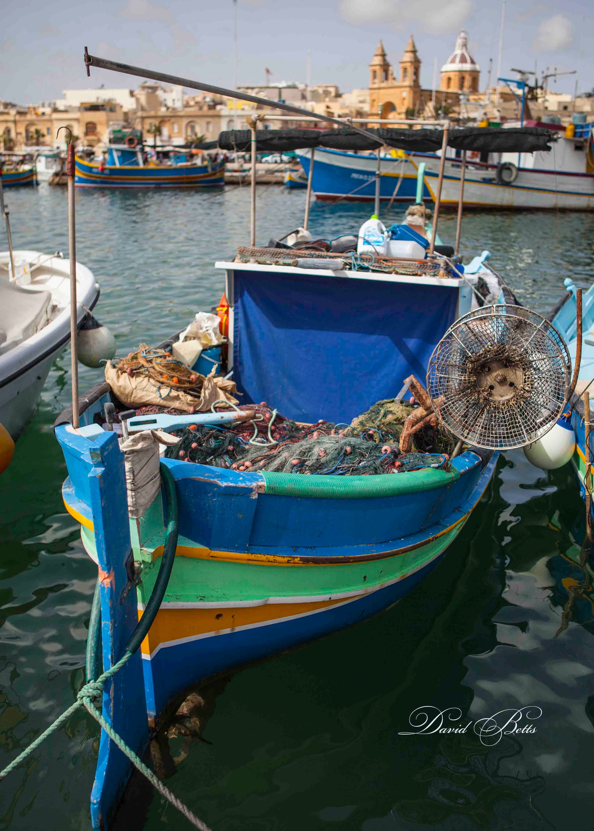 Fishing vessels in the harbour at Marsaxlokk..