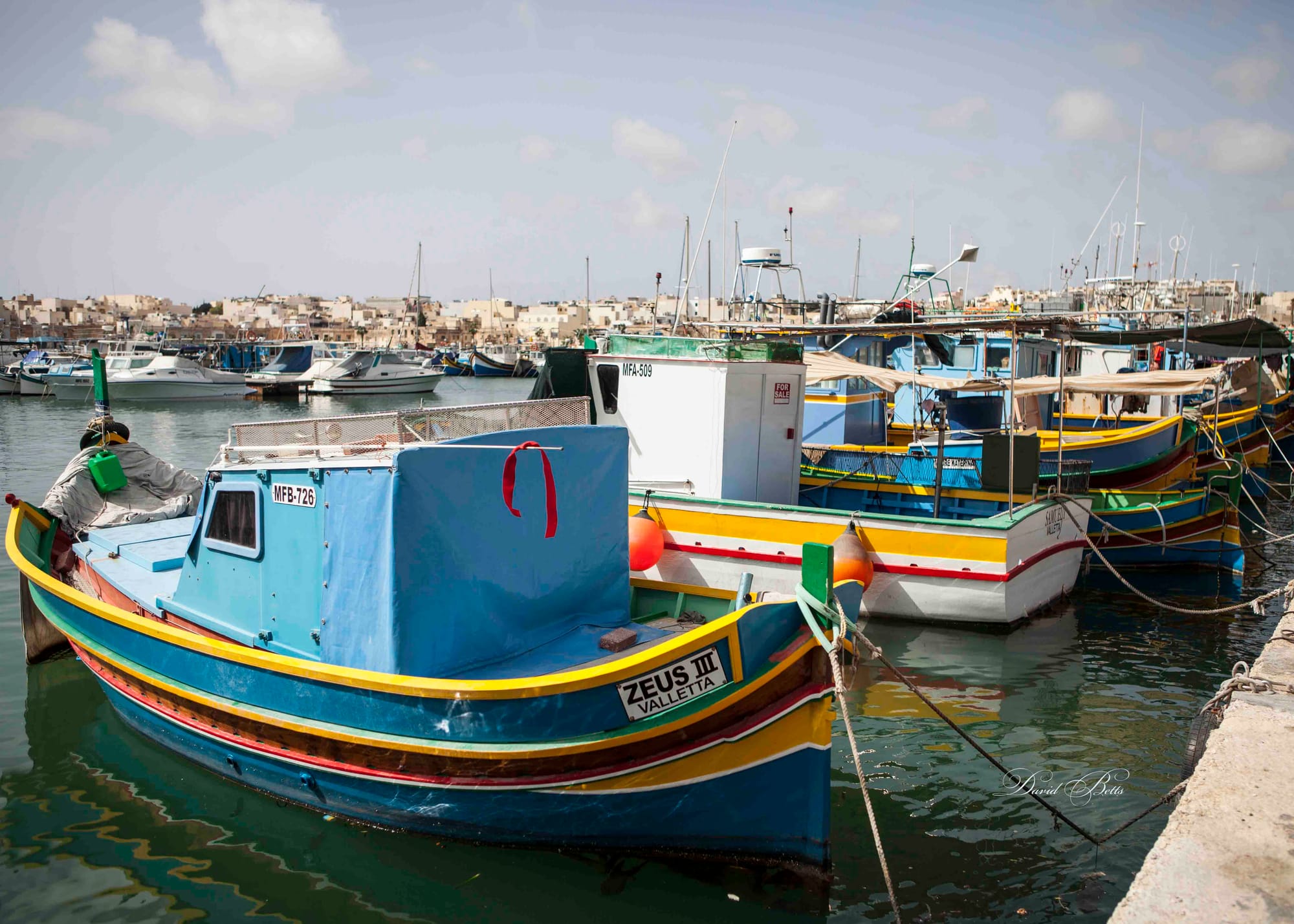 Fishing vessels in the harbour at Marsaxlokk..