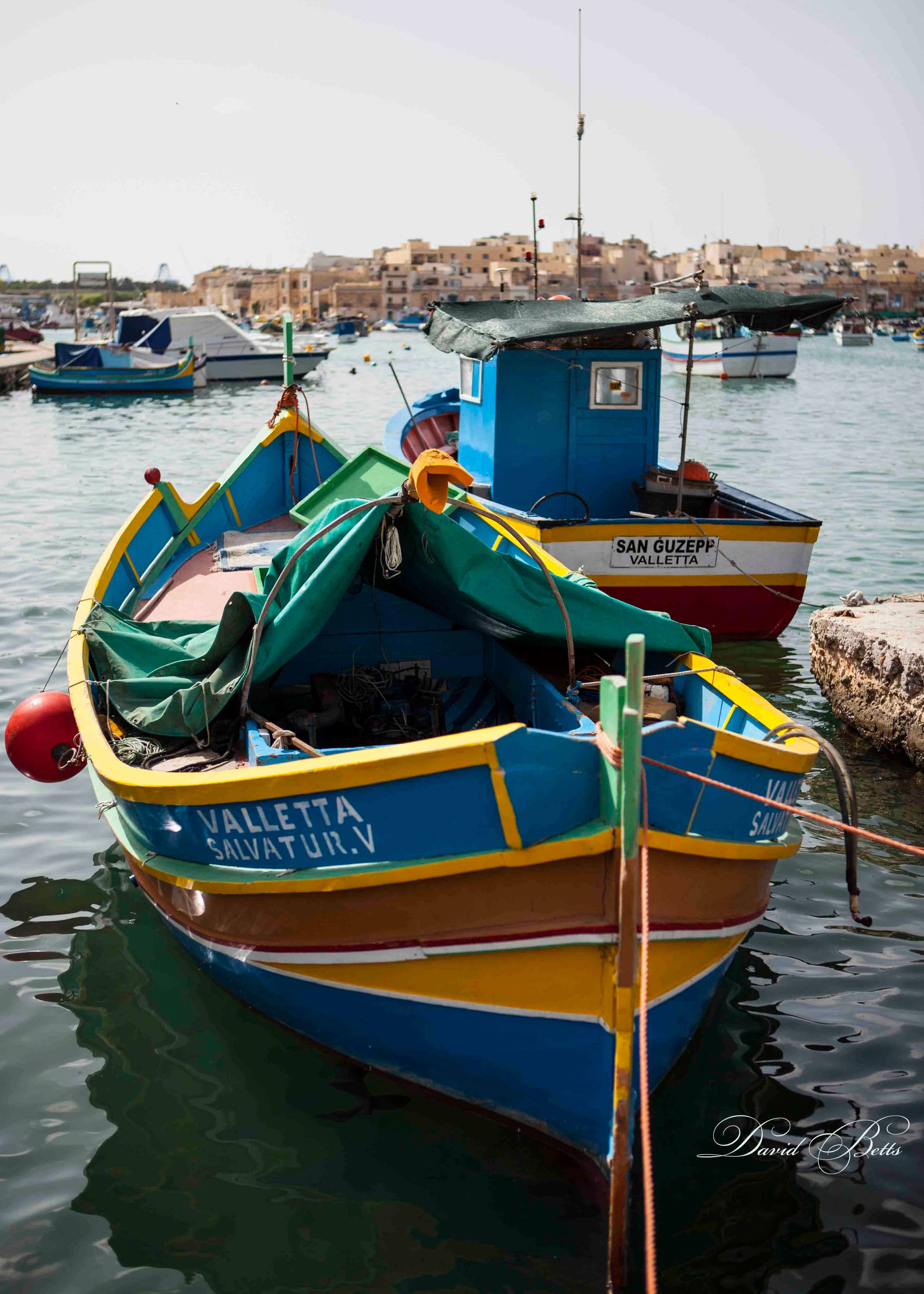 Fishing vessels in the harbour at Marsaxlokk..