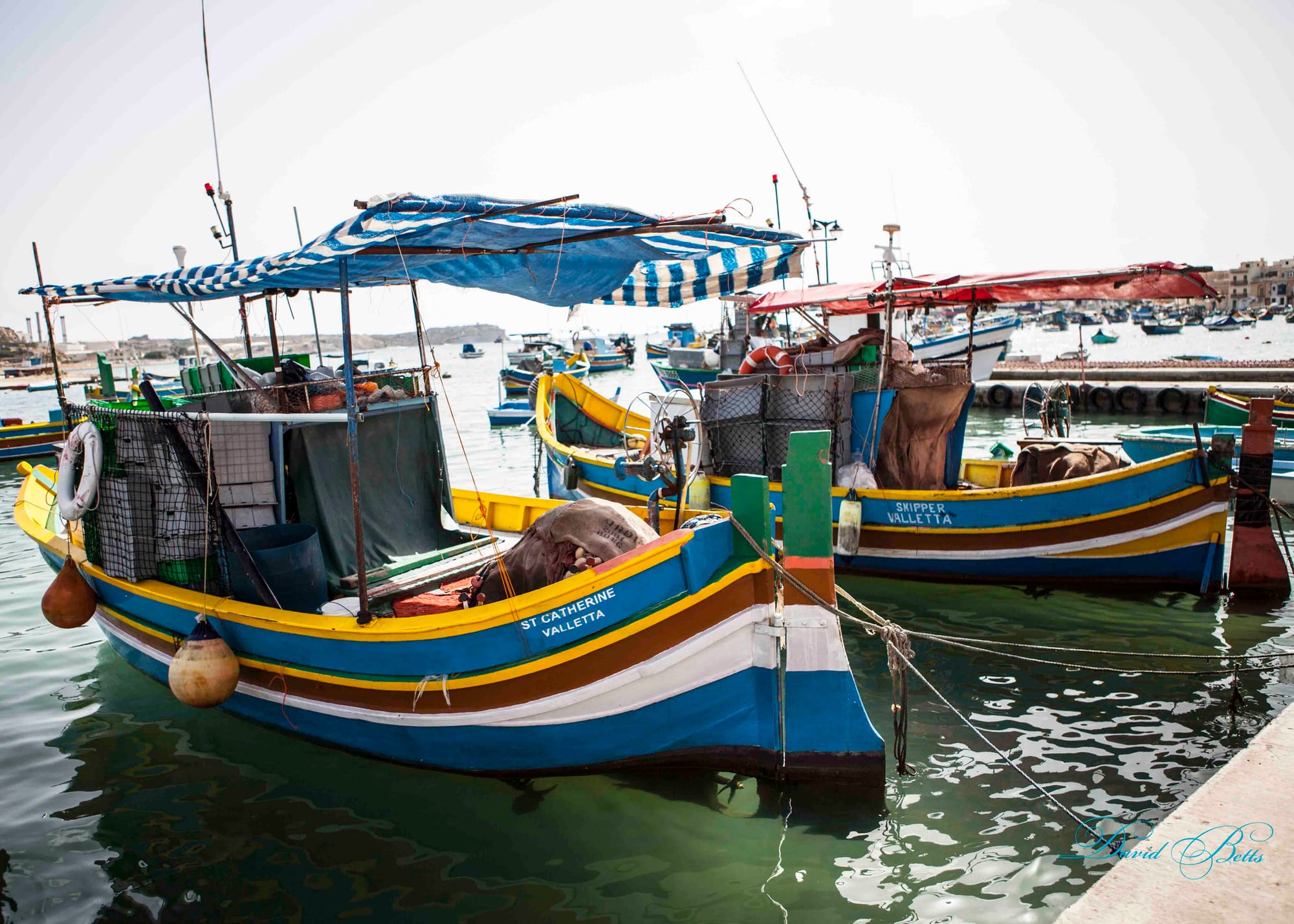 Fishing vessels in the harbour at Marsaxlokk..