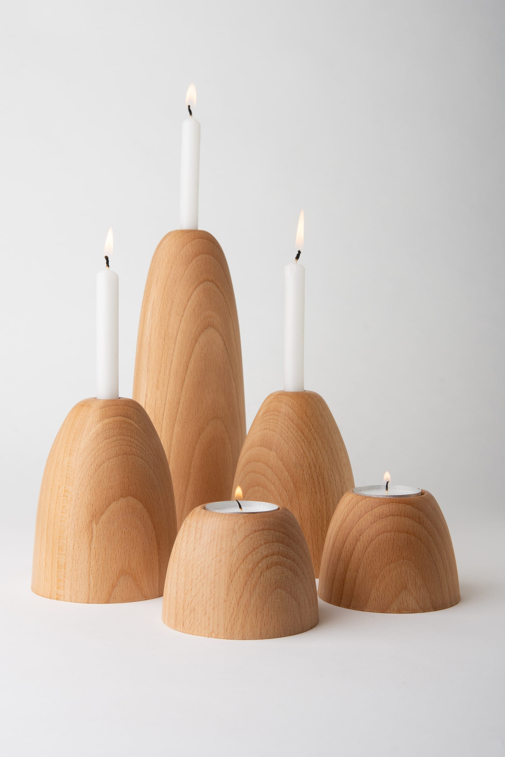 Minimalist handturned wooden candleholder