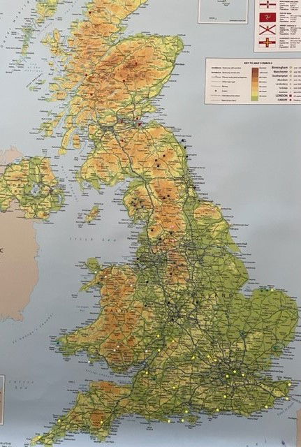Walks plotted on a UK map